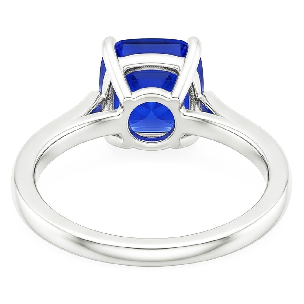 Anello solitario con zaffiro blu naturale 1.50 carati e 14K Gioielli da donna in oro bianco