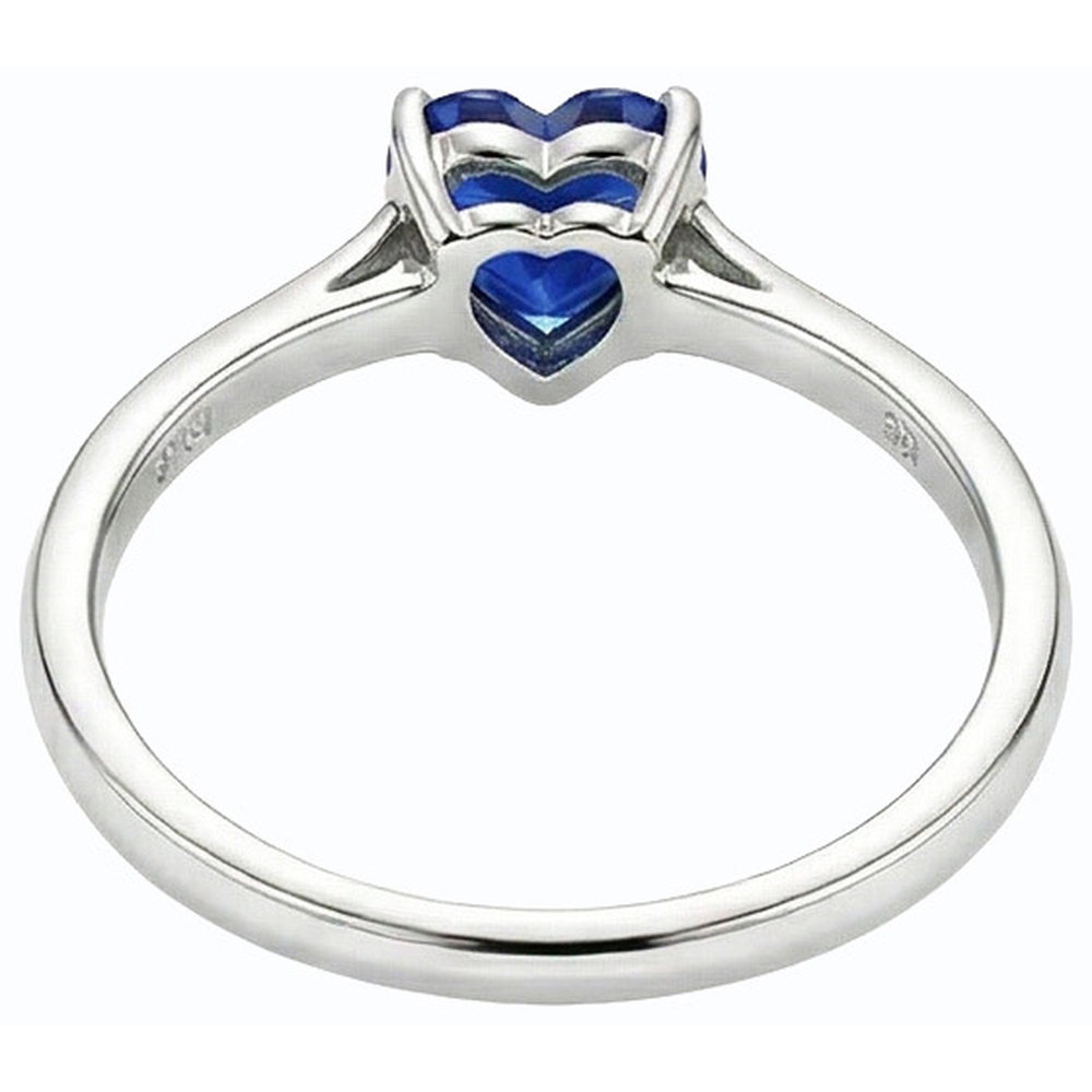 Anello solitario con zaffiro blu naturale da 1 carato e oro bianco 14K