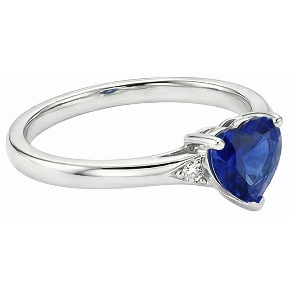 Anello solitario con zaffiro blu naturale da 1 carato e oro bianco 14K