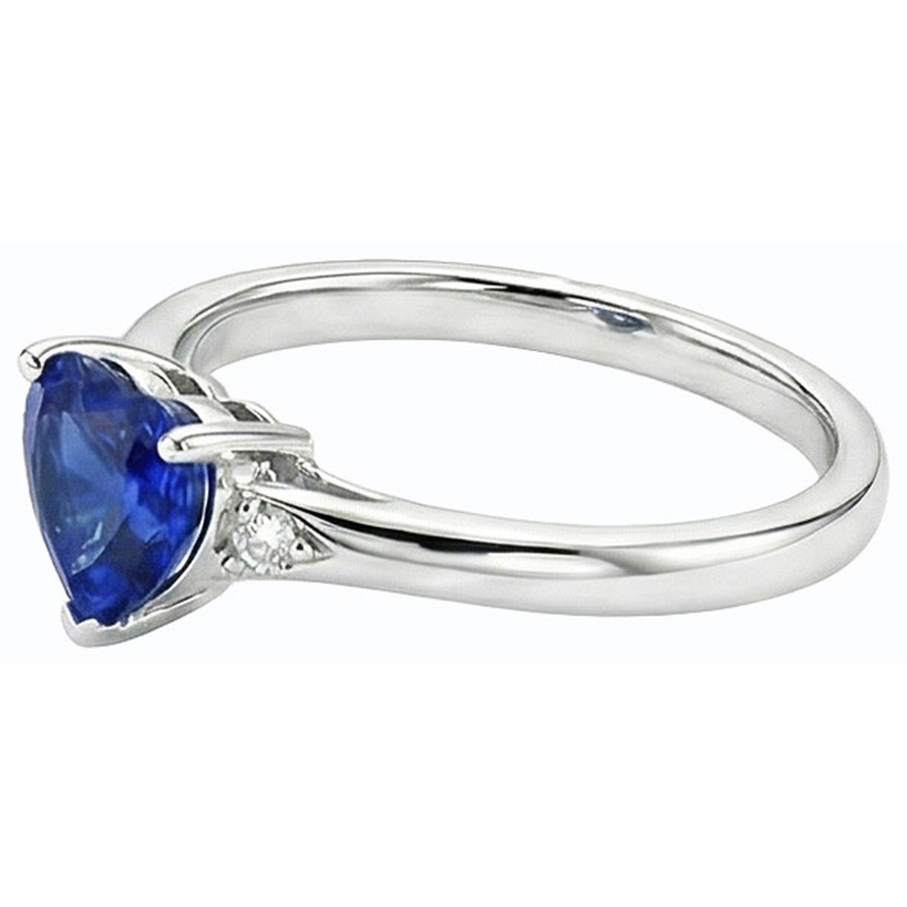 Anello solitario con zaffiro blu naturale da 1 carato e oro bianco 14K
