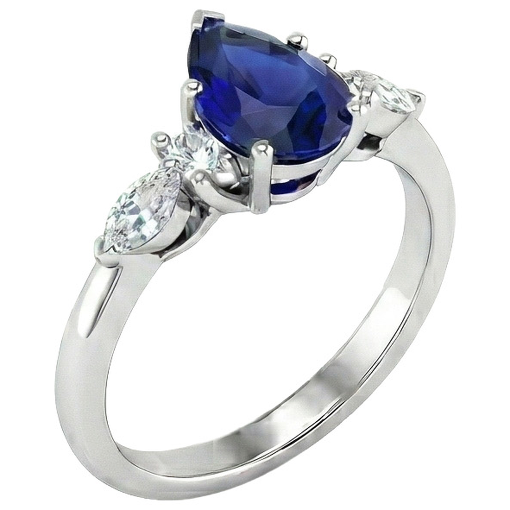 vero pear diamante 3.50carati anello vista frontale