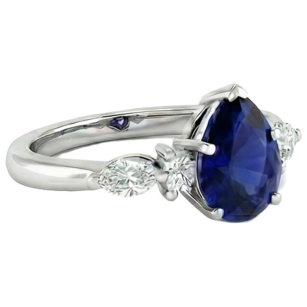 vero pear diamante 3.50carati anello angolo laterale