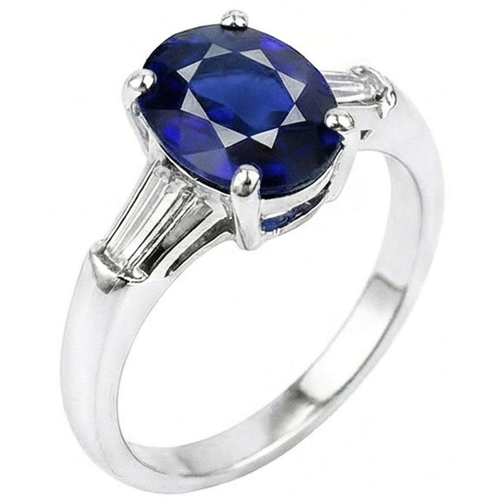 Anello solitario con zaffiro blu profondo 2.50 carati Gioielli da donna