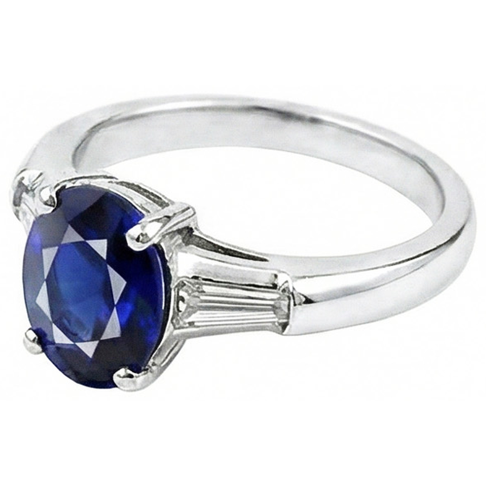 Anello solitario con zaffiro blu profondo 2.50 carati Gioielli da donna