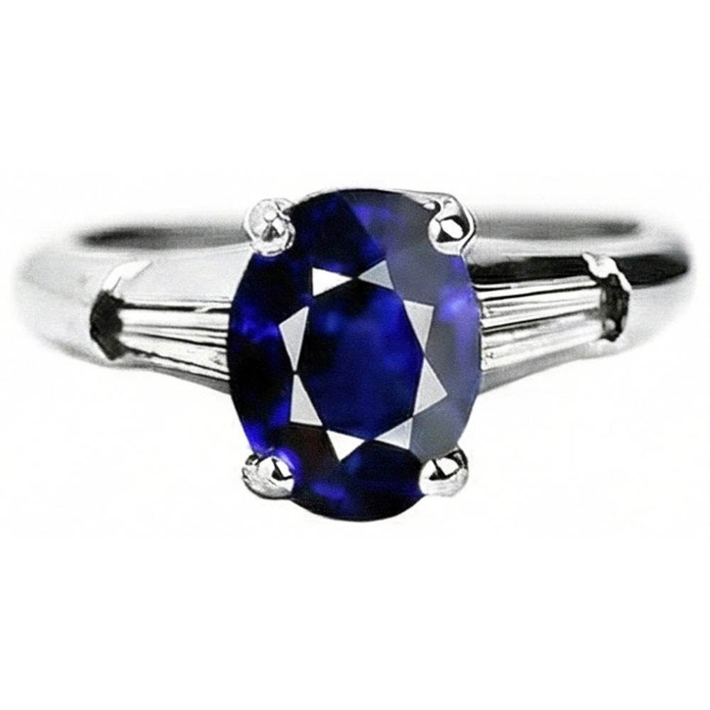 Anello solitario con zaffiro blu profondo 2.50 carati Gioielli da donna