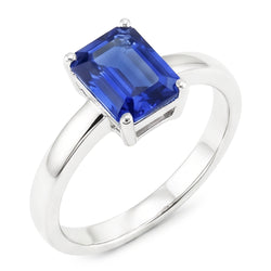 Anello solitario con zaffiro dello Sri Lanka a forma di smeraldo da 1,50 carati