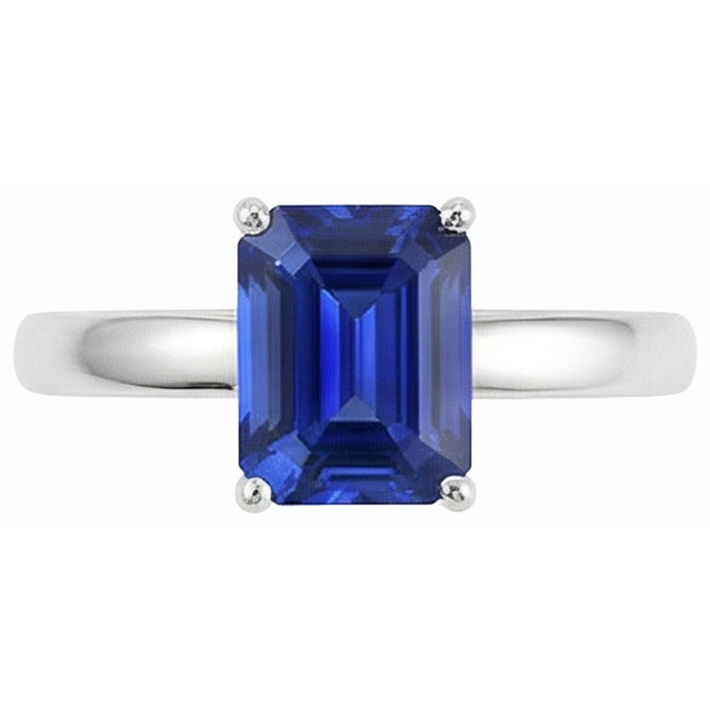 Anello solitario con zaffiro dello Sri Lanka a forma di smeraldo da 1,50 carati