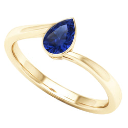 Anello solitario con zaffiro dello Sri Lanka da 1,50 carati incastonato in oro giallo 14K