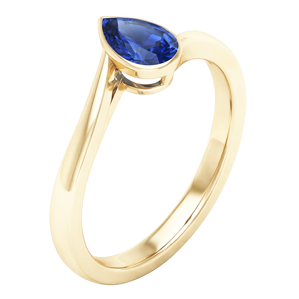 Anello solitario con zaffiro dello Sri Lanka da 1,50 carati incastonato in oro giallo 14K