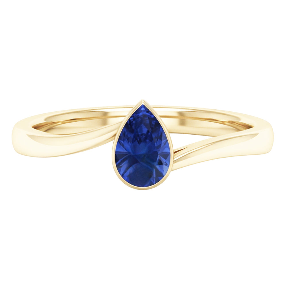 Anello solitario con zaffiro dello Sri Lanka da 1,50 carati incastonato in oro giallo 14K