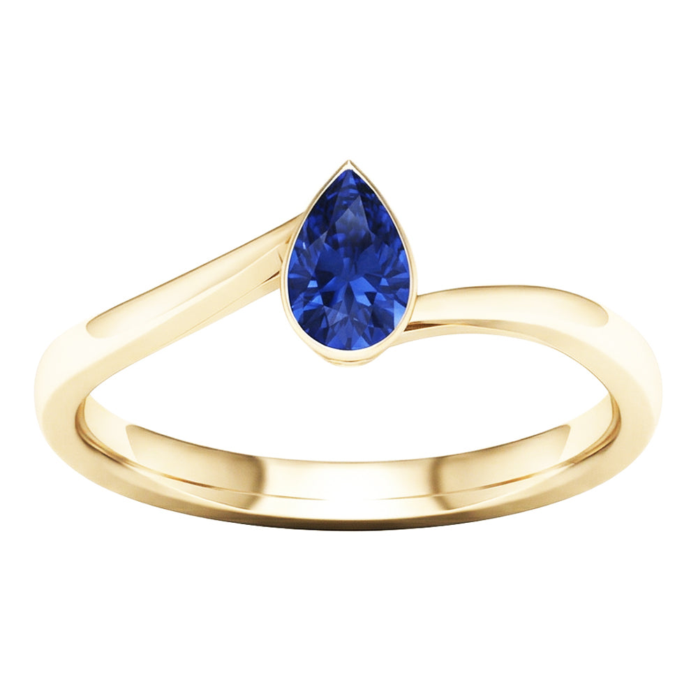 Anello solitario con zaffiro dello Sri Lanka da 1,50 carati incastonato in oro giallo 14K