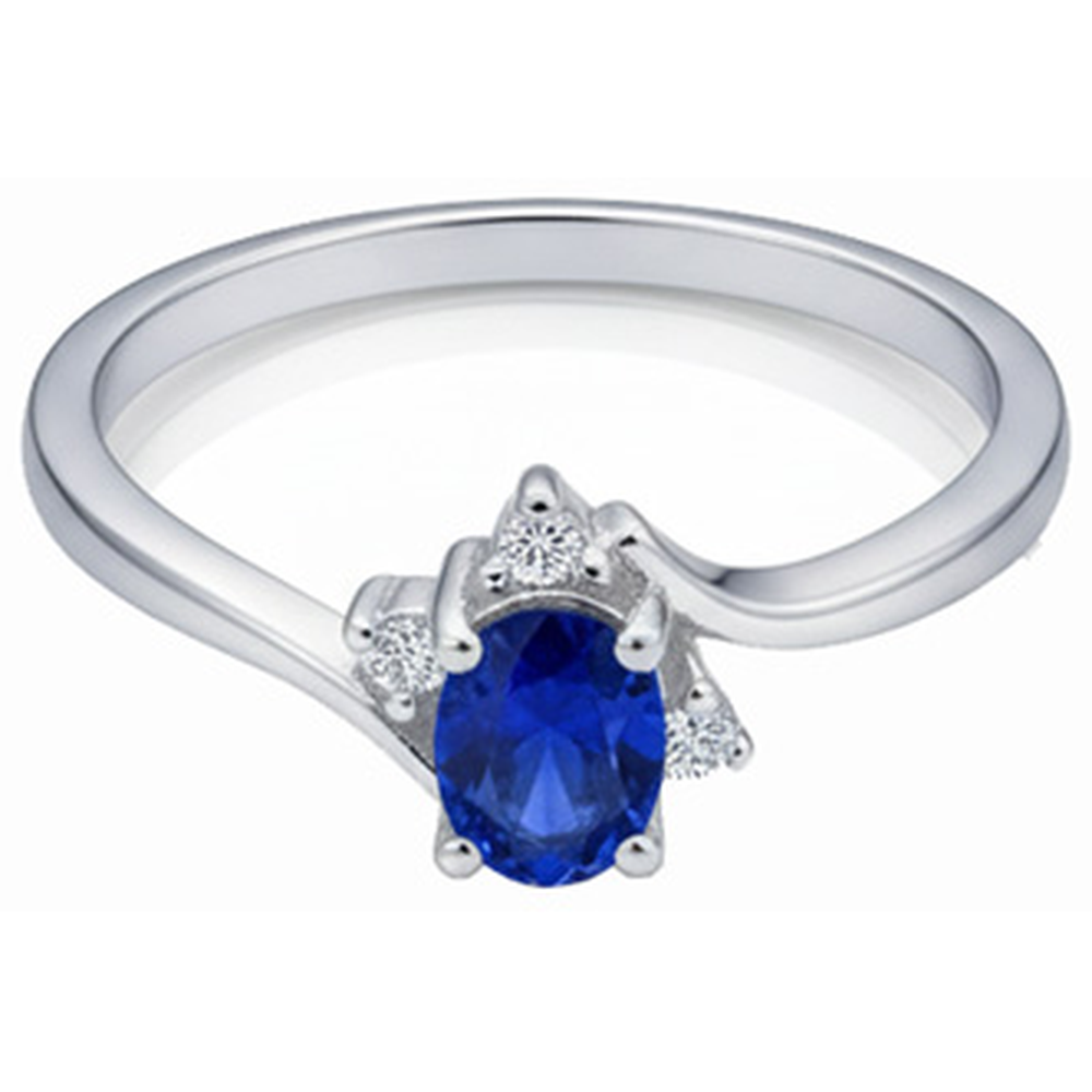 Anello solitario con zaffiro dello Sri Lanka da 1,90 carati e diamanti in oro bianco 14K