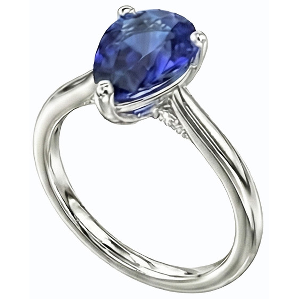 vero pear diamante 14carati anello dettaglio ravvicinato