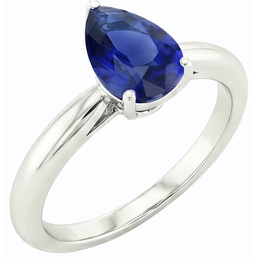Anello solitario con zaffiro dello Srilankan di pera da 2,50 carati in oro bianco 14K