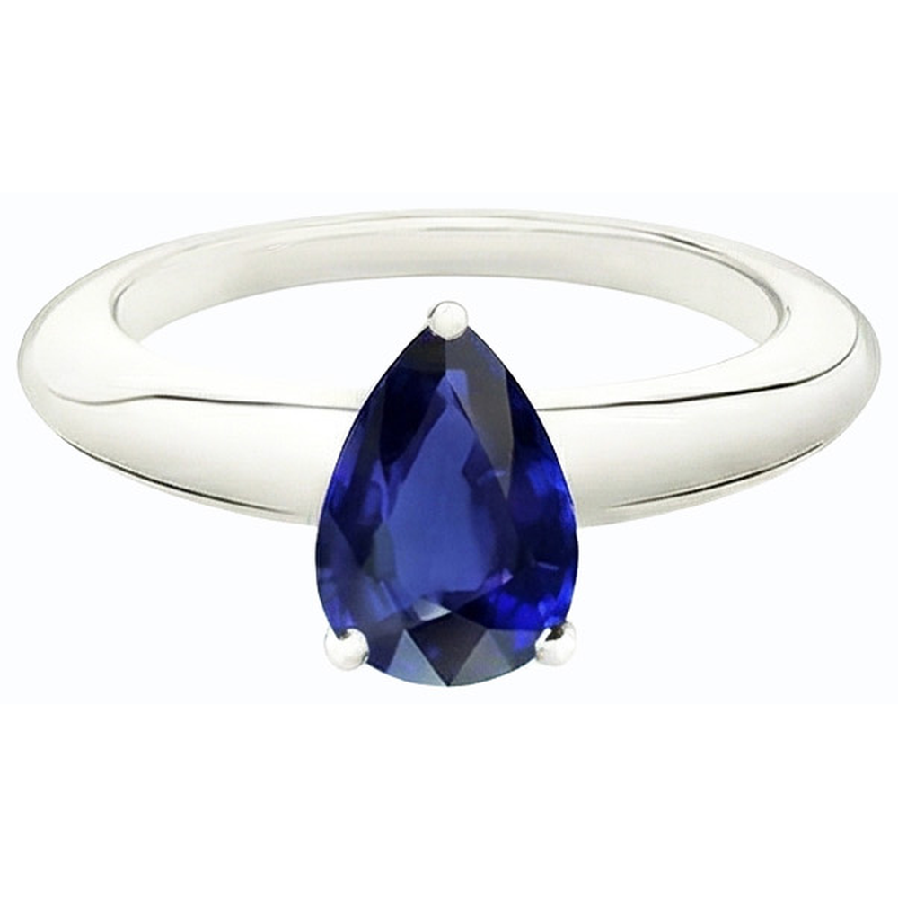 Anello solitario con zaffiro dello Srilankan di pera da 2,50 carati in oro bianco 14K
