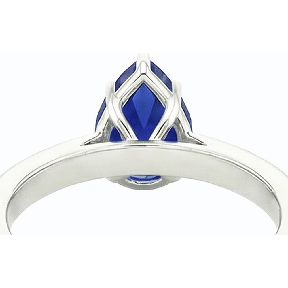 Anello solitario con zaffiro dello Srilankan di pera da 2,50 carati in oro bianco 14K