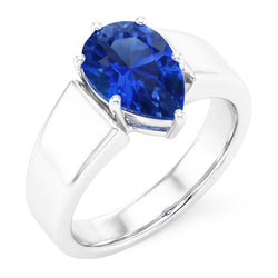 Anello solitario con zaffiro di Ceylon da 1,50 carati incastonato in oro bianco 14K