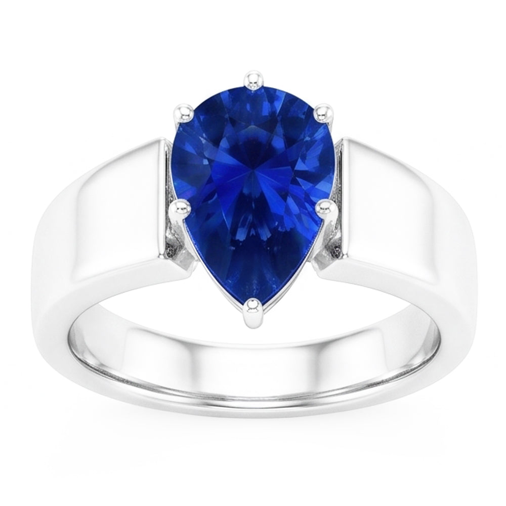 Anello solitario con zaffiro di Ceylon da 1,50 carati incastonato in oro bianco 14K
