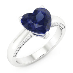 Anello solitario con zaffiro di Ceylon da 2,50 carati in oro bianco 14K