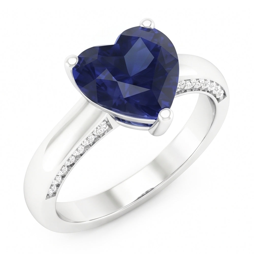Anello solitario con zaffiro di Ceylon da 2,50 carati in oro bianco 14K