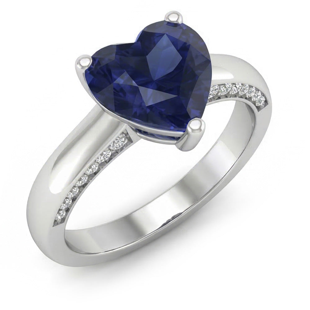 Anello solitario con zaffiro di Ceylon da 2,50 carati in oro bianco 14K