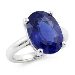 Anello solitario con zaffiro di Ceylon ovale da 1,50 carati in oro bianco 14K