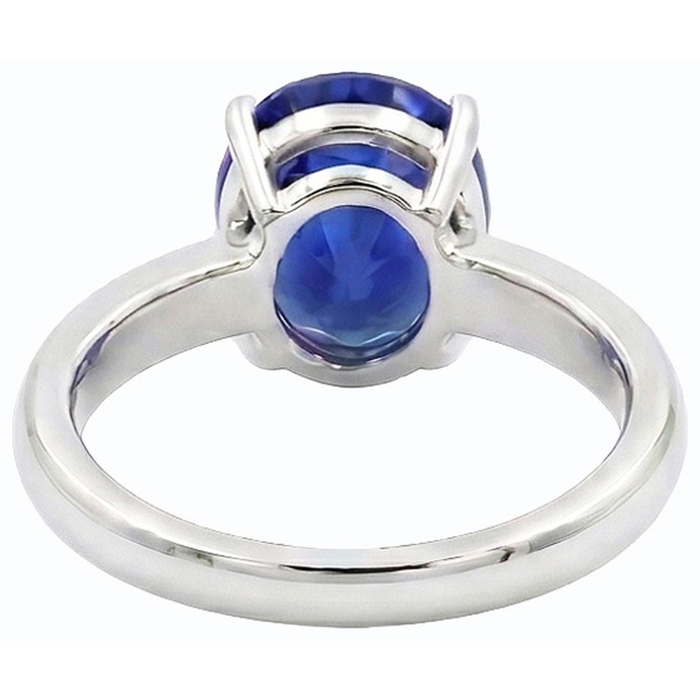 Anello solitario con zaffiro di Ceylon ovale da 1,50 carati in oro bianco 14K