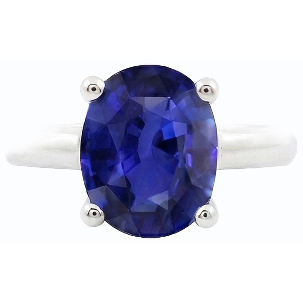Anello solitario con zaffiro di Ceylon ovale da 1,50 carati in oro bianco 14K