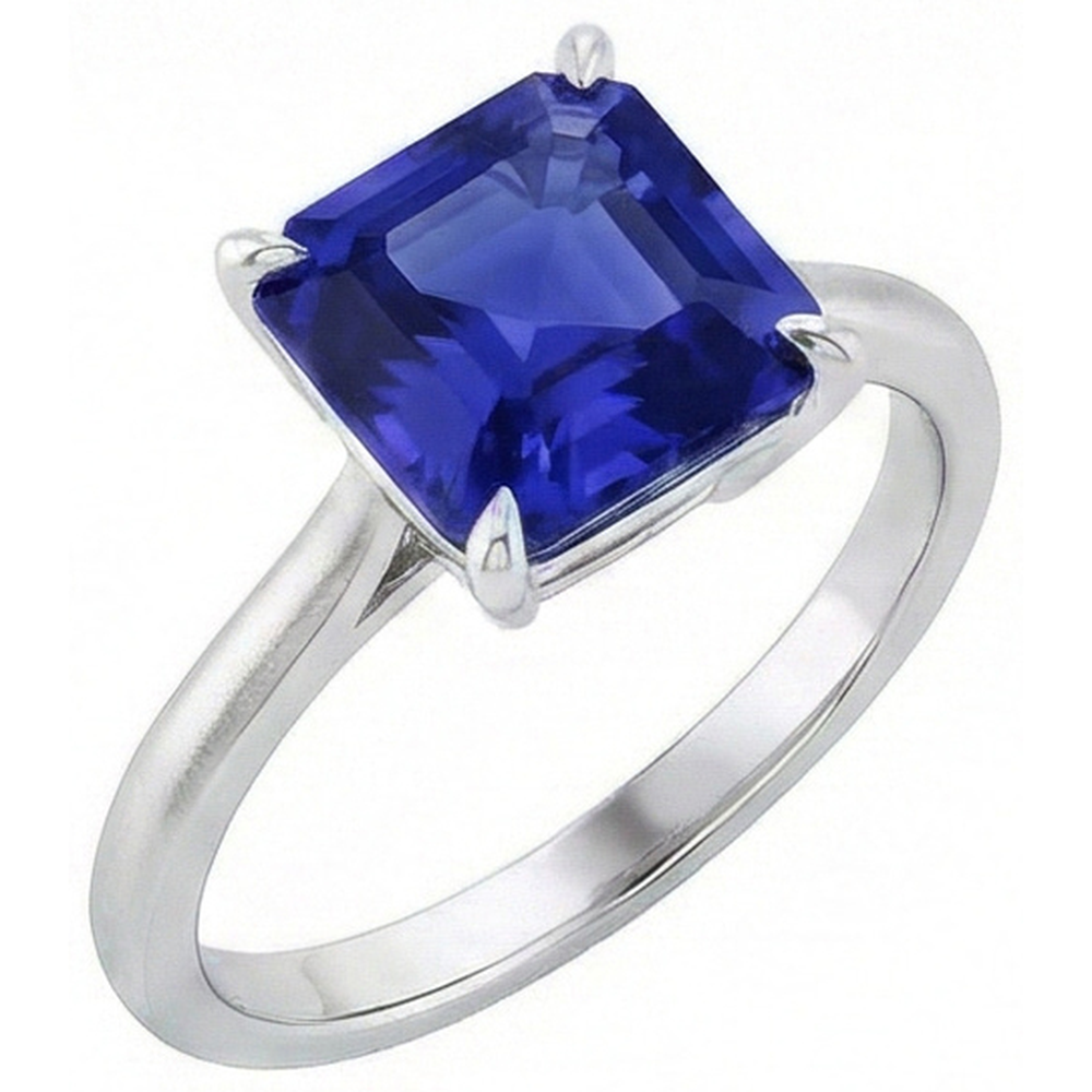 vero asscher diamante 2carati anello vista frontale