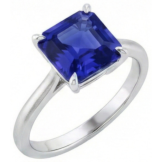 vero asscher diamante 2carati anello vista frontale