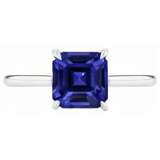 vero asscher diamante 2carati anello angolo laterale