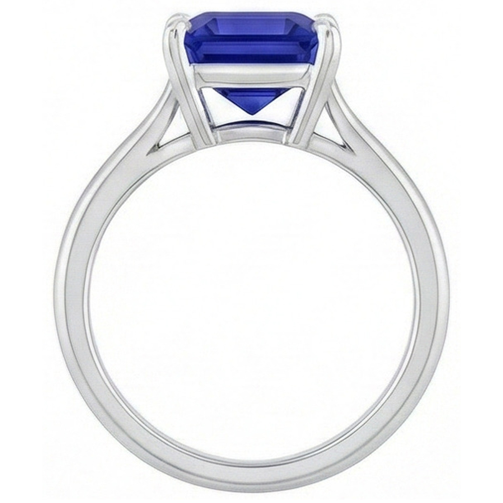 vero asscher diamante 2carati anello vista di profilo