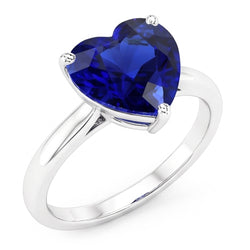 Anello solitario con zaffiro di Ceylon taglio cuore da 2,50 carati in oro bianco 14K