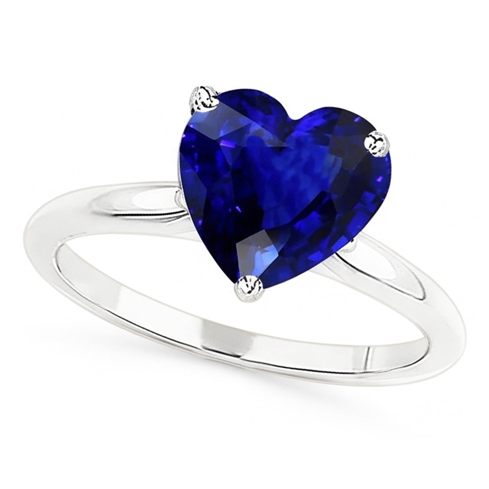 Anello solitario con zaffiro di Ceylon taglio cuore da 2,50 carati in oro bianco 14K