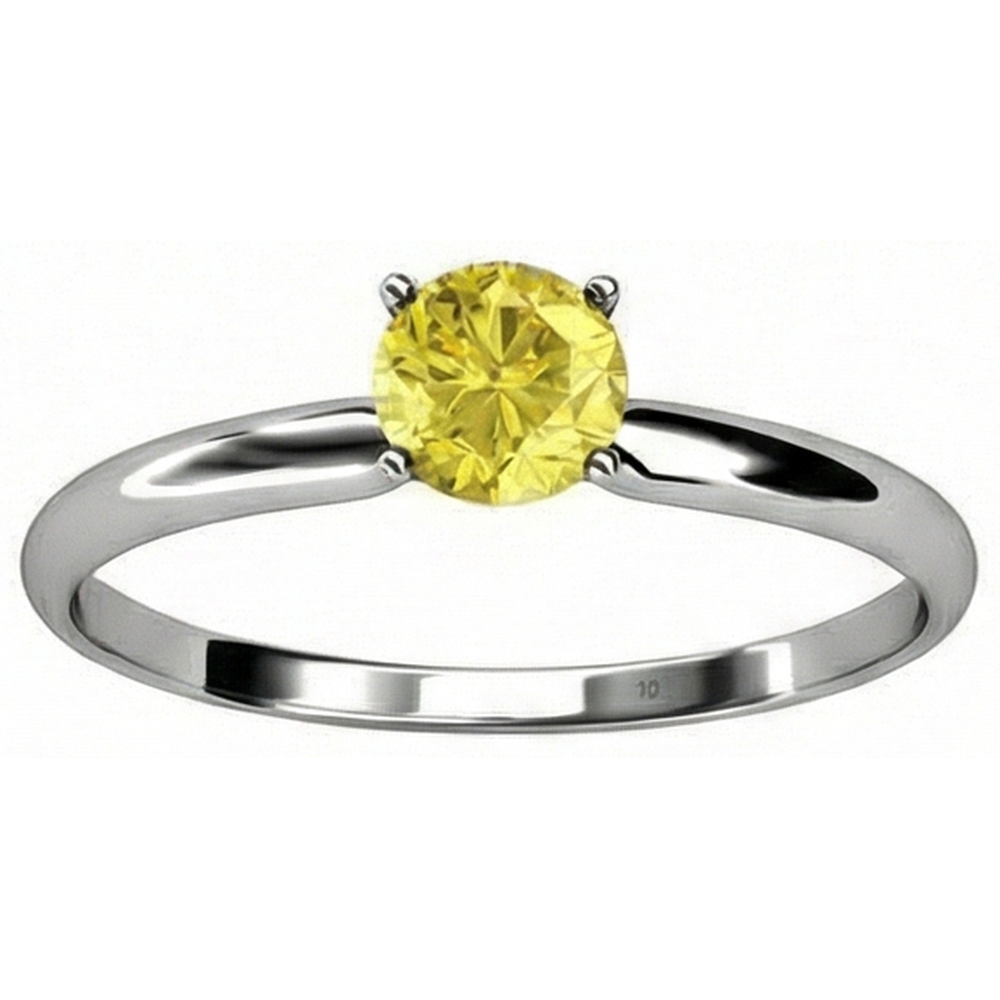 Anello solitario con zaffiro giallo da 2 Ct in oro bianco 14K