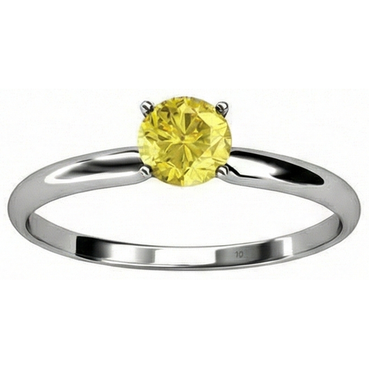 Anello solitario con zaffiro giallo da 2 Ct in oro bianco 14K
