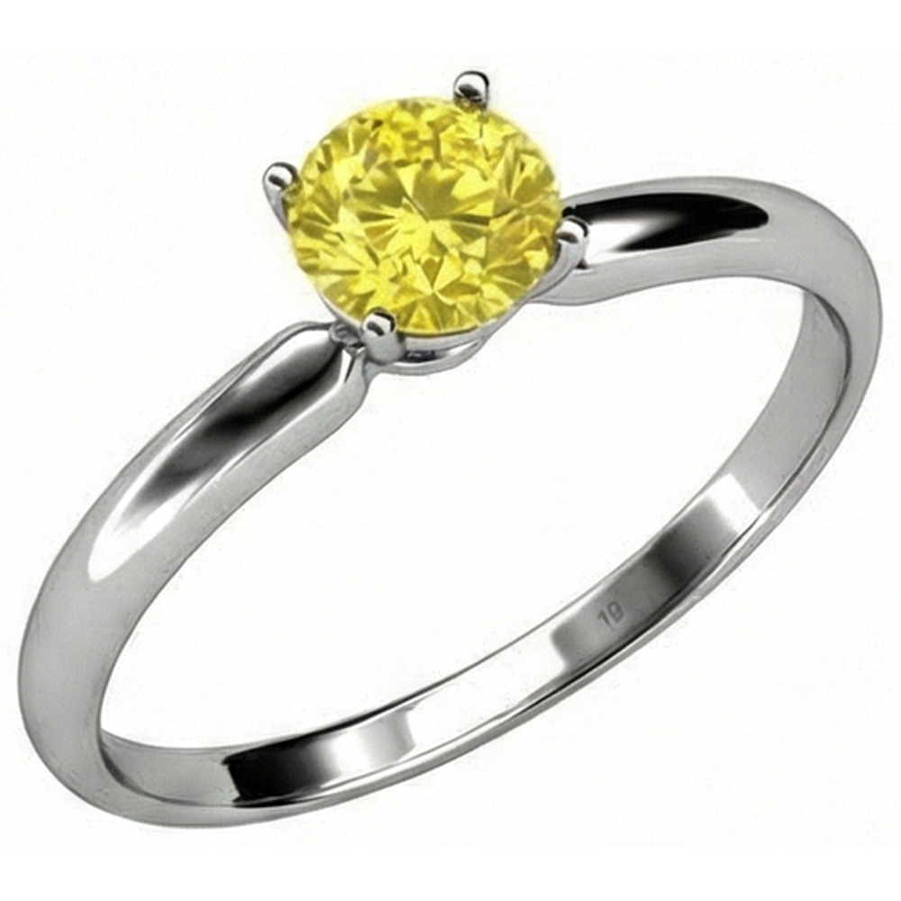 Anello solitario con zaffiro giallo da 2 Ct in oro bianco 14K