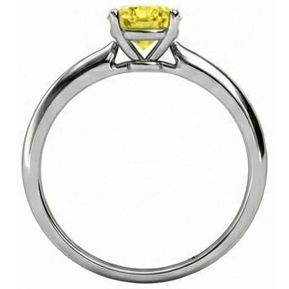 Anello solitario con zaffiro giallo da 2 Ct in oro bianco 14K