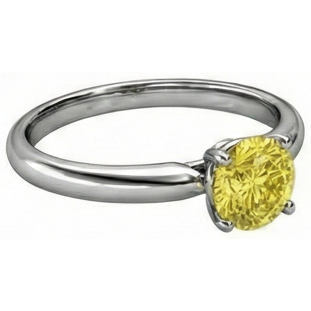 Anello solitario con zaffiro giallo da 2 Ct in oro bianco 14K