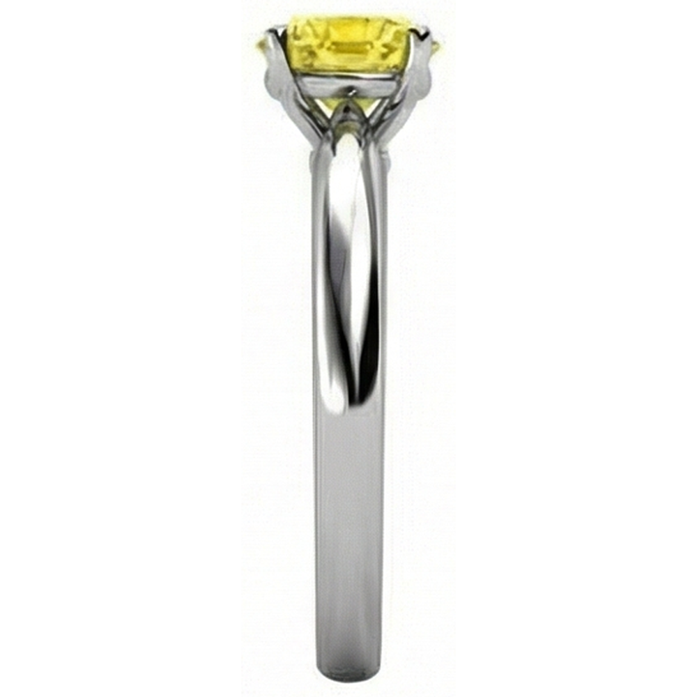 Anello solitario con zaffiro giallo da 2 Ct in oro bianco 14K
