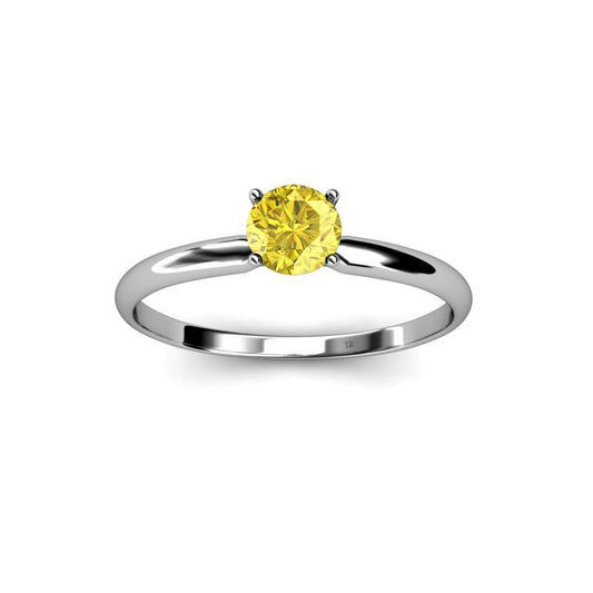 Anello solitario con zaffiro giallo da 2 kt in oro bianco 14K - harrychadent.it
