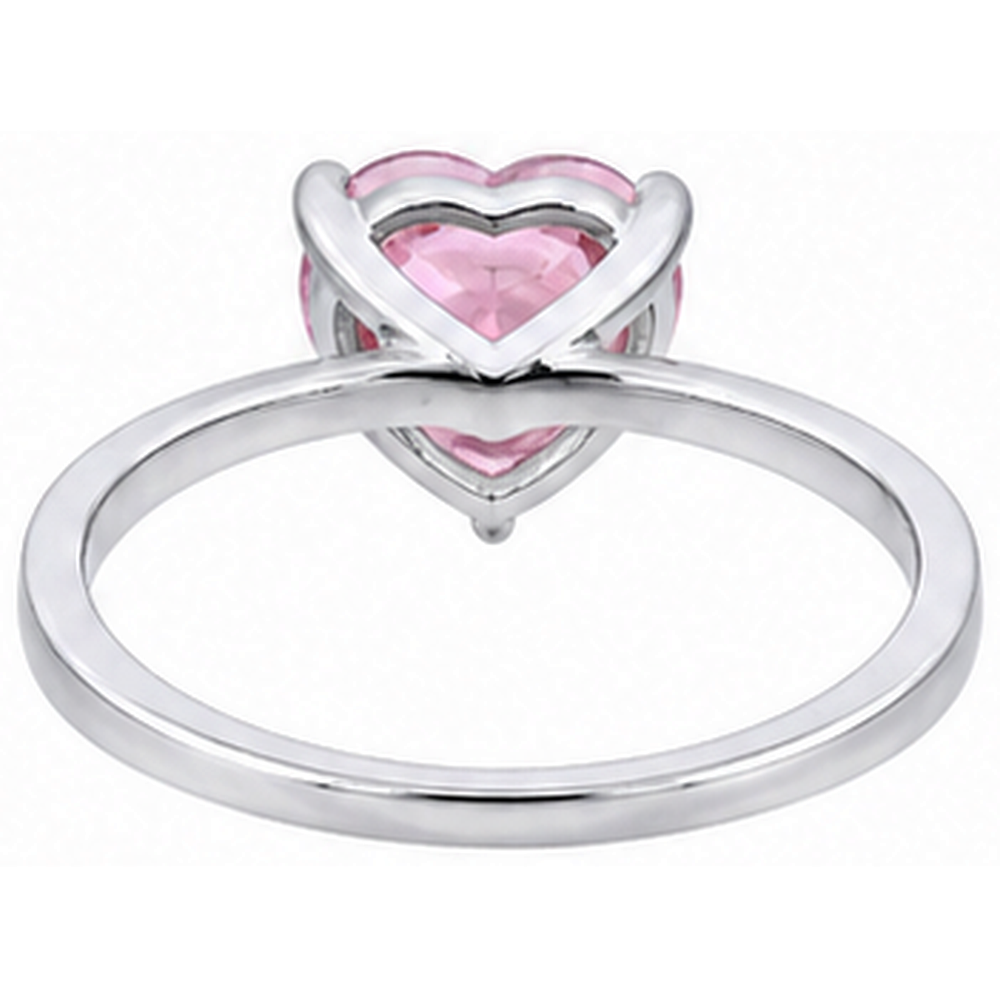 Anello solitario con zaffiro rosa da 3 carati a taglio cuore in oro bianco 14K Nuovo