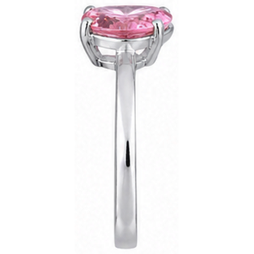 Anello solitario con zaffiro rosa da 3 carati a taglio cuore in oro bianco 14K Nuovo