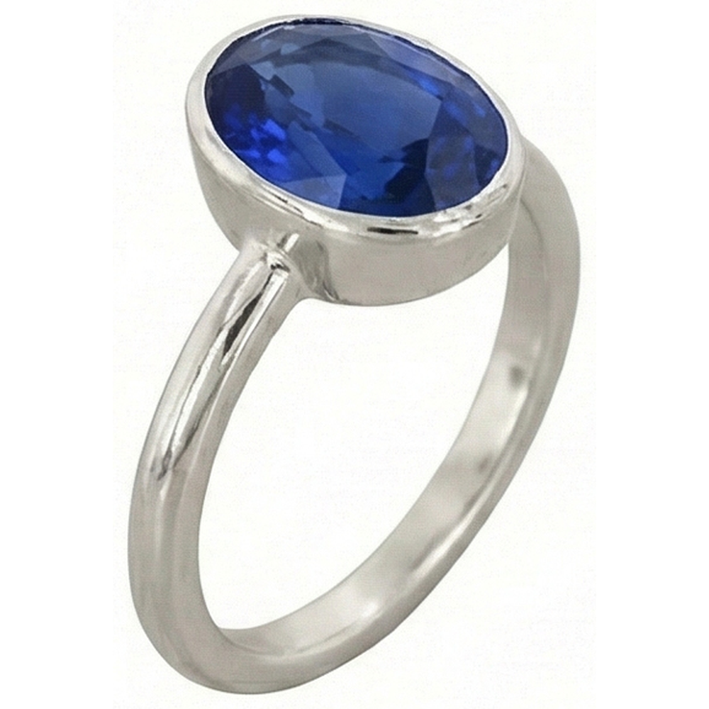 Anello solitario con zaffiro taglio ovale castone set 2 carati gioielli da donna