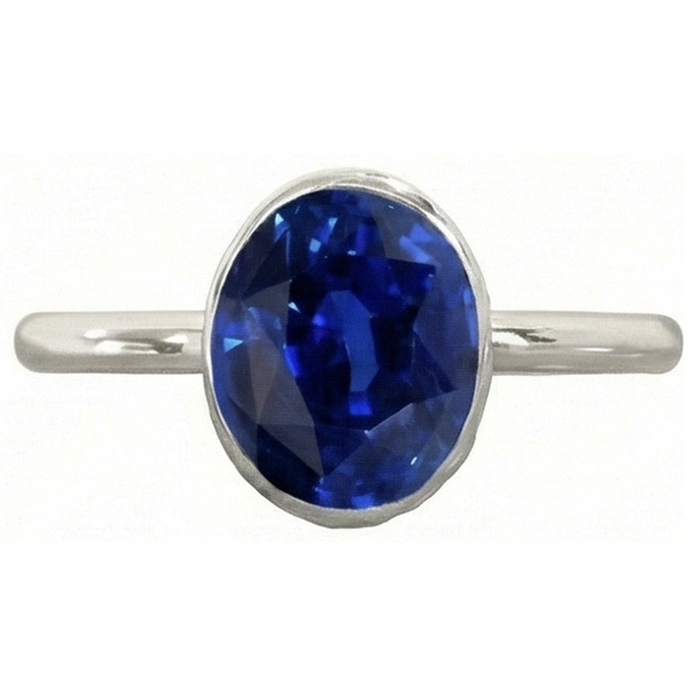 Anello solitario con zaffiro taglio ovale castone set 2 carati gioielli da donna