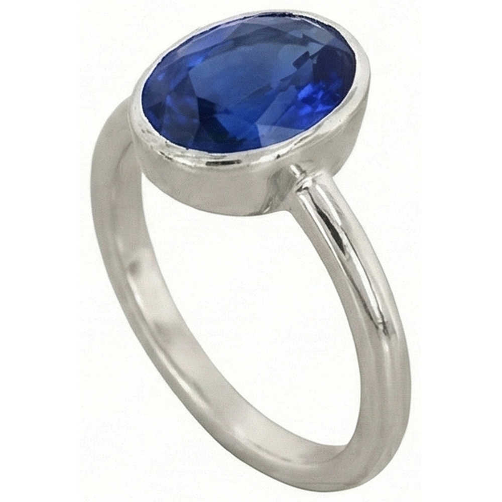 Anello solitario con zaffiro taglio ovale castone set 2 carati gioielli da donna