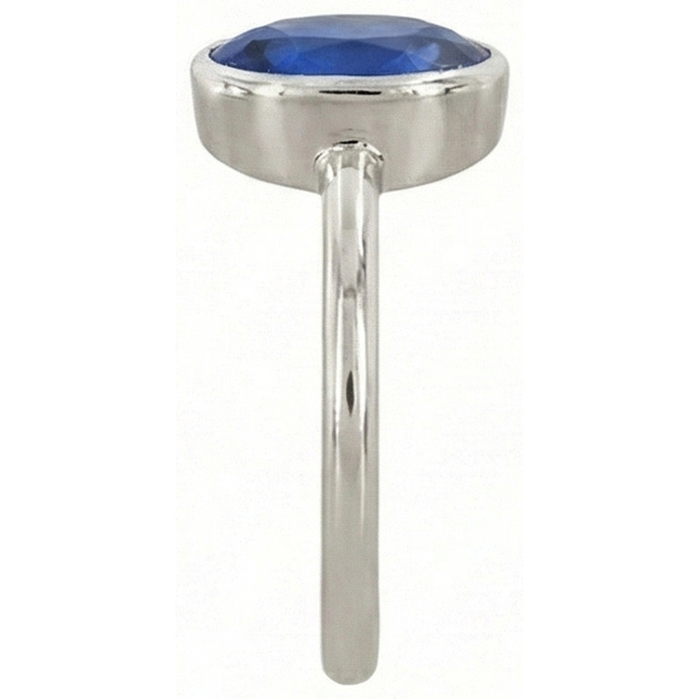 Anello solitario con zaffiro taglio ovale castone set 2 carati gioielli da donna