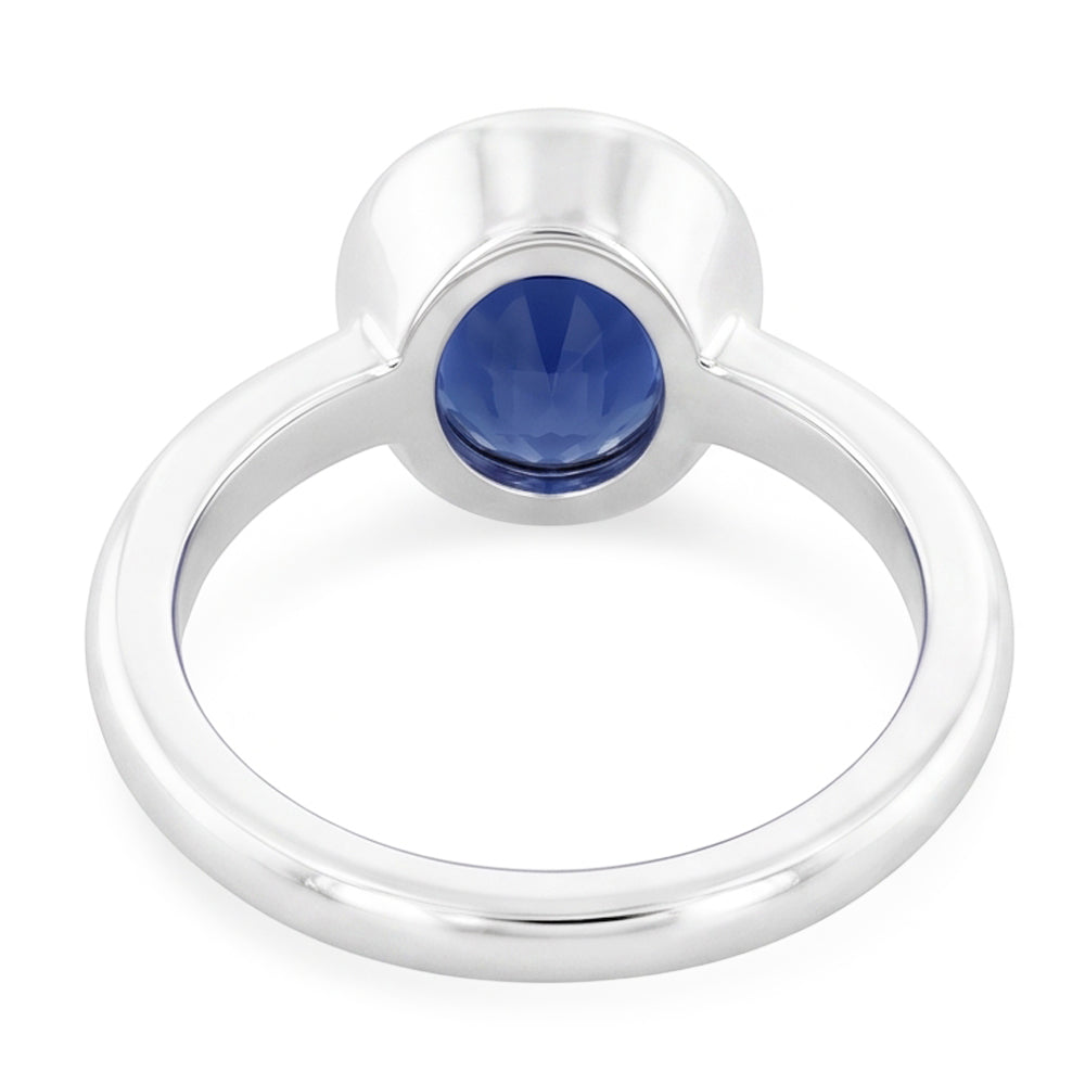 Anello solitario con zaffiro taglio ovale castone set 2 carati gioielli da donna