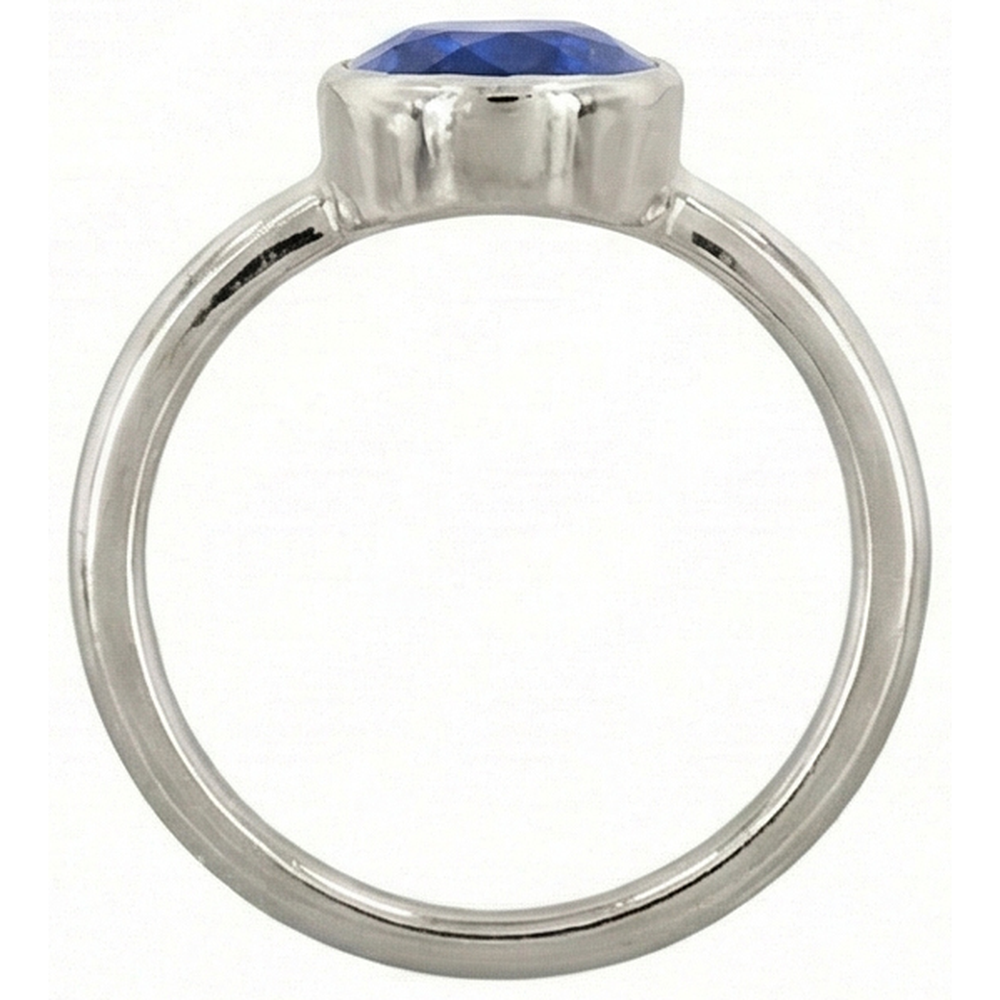 Anello solitario con zaffiro taglio ovale castone set 2 carati gioielli da donna