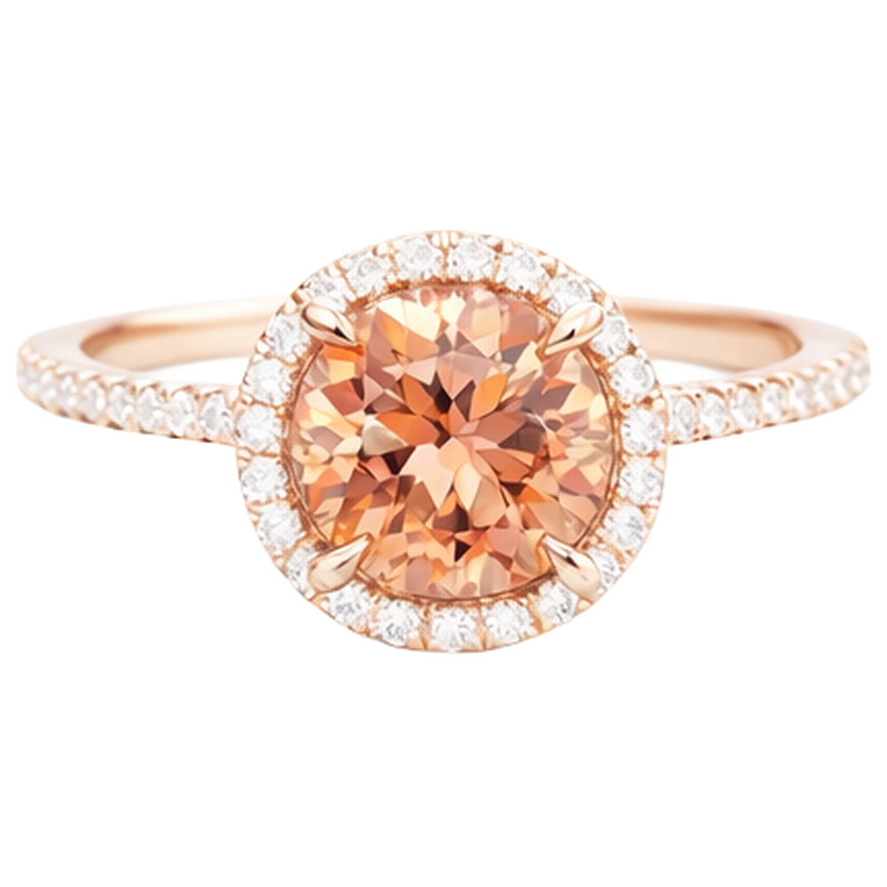 Anello solitario da 10.75 ct con Morganite e diamanti in oro 14K
